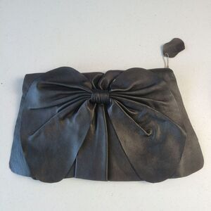 bebe‎ Women's Genuine Leather Clutch Handbag, Square with Medium Front Tie